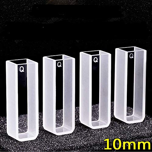Quartz Cuvette - Spectrophotometer Cuvette - 4 pcs Standard 10mm Path Length - 45 mm Height - 3.5 mL Capacity - 200-2500 nm Wavelength Range Ultraviolet Two-Way Light Cuvette, With Acid-Alkaline Resis