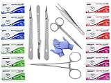 Sutures Thread with Needle + Training Tools (19 Mixed PK) for Medical, Nursing and Vet Student's Surgical Practice Kit; Tactical Training Set; Outdoor Survival Demo; First Aid Learning Gear