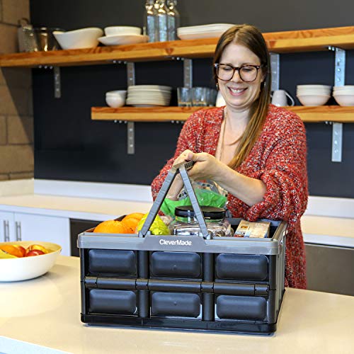 CleverMade Collapsible Plastic Storage Bins with Handles MultiUse