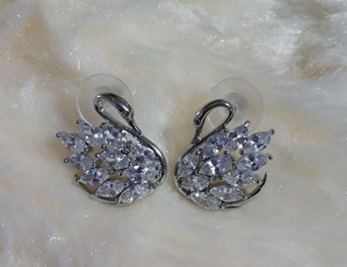 Swans diamond Korean fashion womens earrings studs Silver