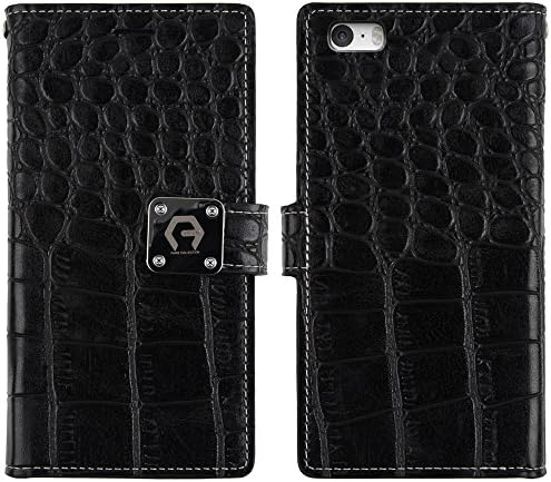 iPhone 7 Case, Arium [CDiary] Premium Wallet [TPU Bumper] PU Crocodile Leather Cover with Wriststrap [Drop Protection] for Apple iPhone 7 - Black