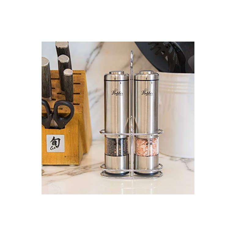 Battery Operated Salt and Pepper Grinder Set Electric Stainless Steel