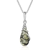 Ian and Valeri Co. Green Amber Sterling Silver Teardrop Pendant Necklace 18 inch