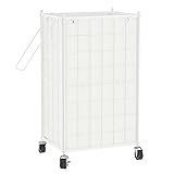WOWLIVE Laundry Hamper with Wheels,Metal Wire Frame