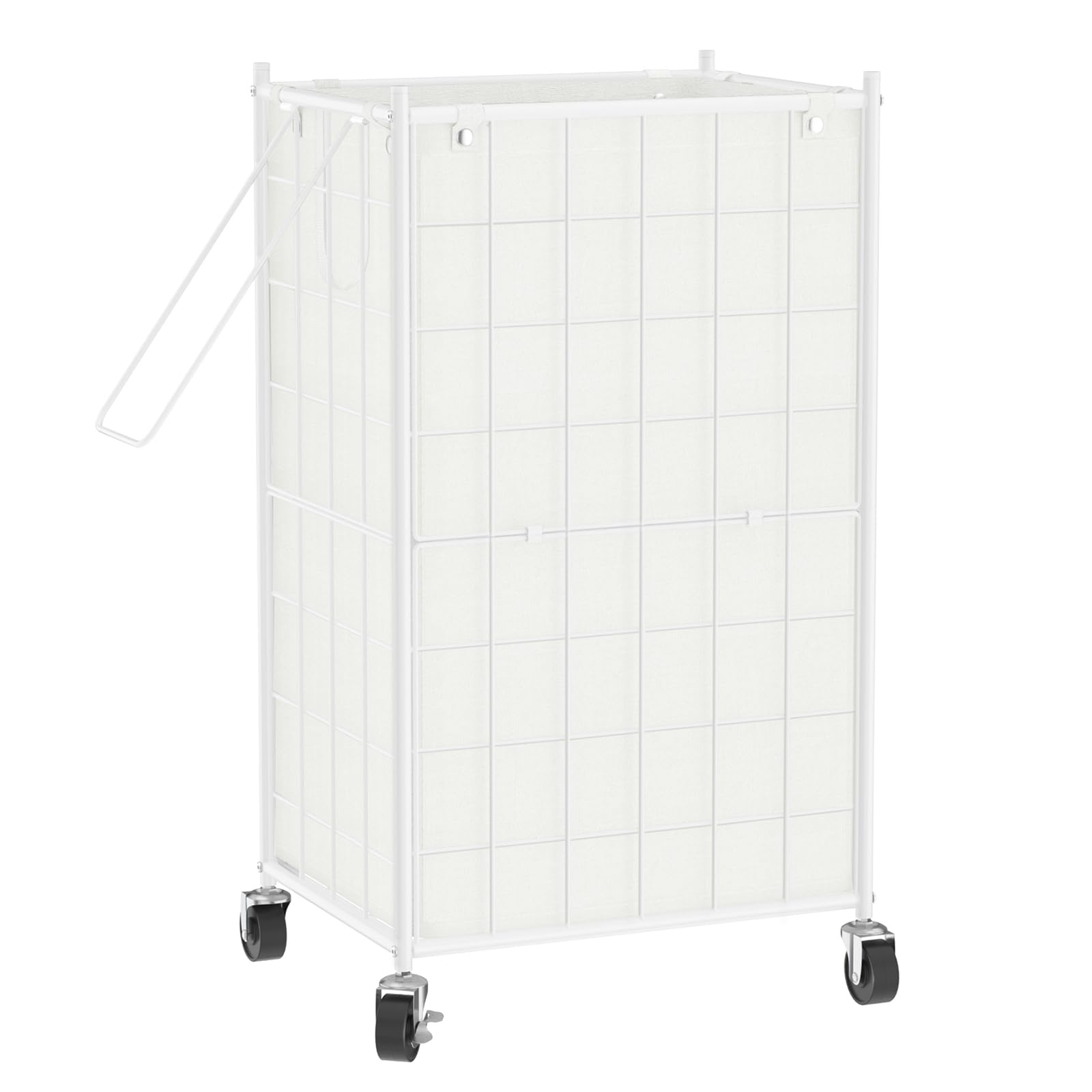 Photo 1 of WOWLIVE Laundry Hamper with Wheels,Metal Wire Frame Rolling Laundry Basket with Removable bag,100L Dirty Clothes Hamper Organizer Dorm Room Storage for Bedroom,Bathroom,White