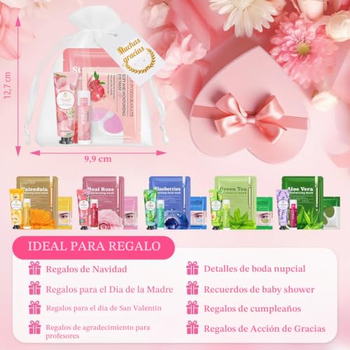 Women's Skin Care Gift Set, 72 Pieces with Hand Cream, Face Mask, Lip Balm and Eye Patches, Spa Party Accessories for Women, Thank You for Gift, Christmas Gift