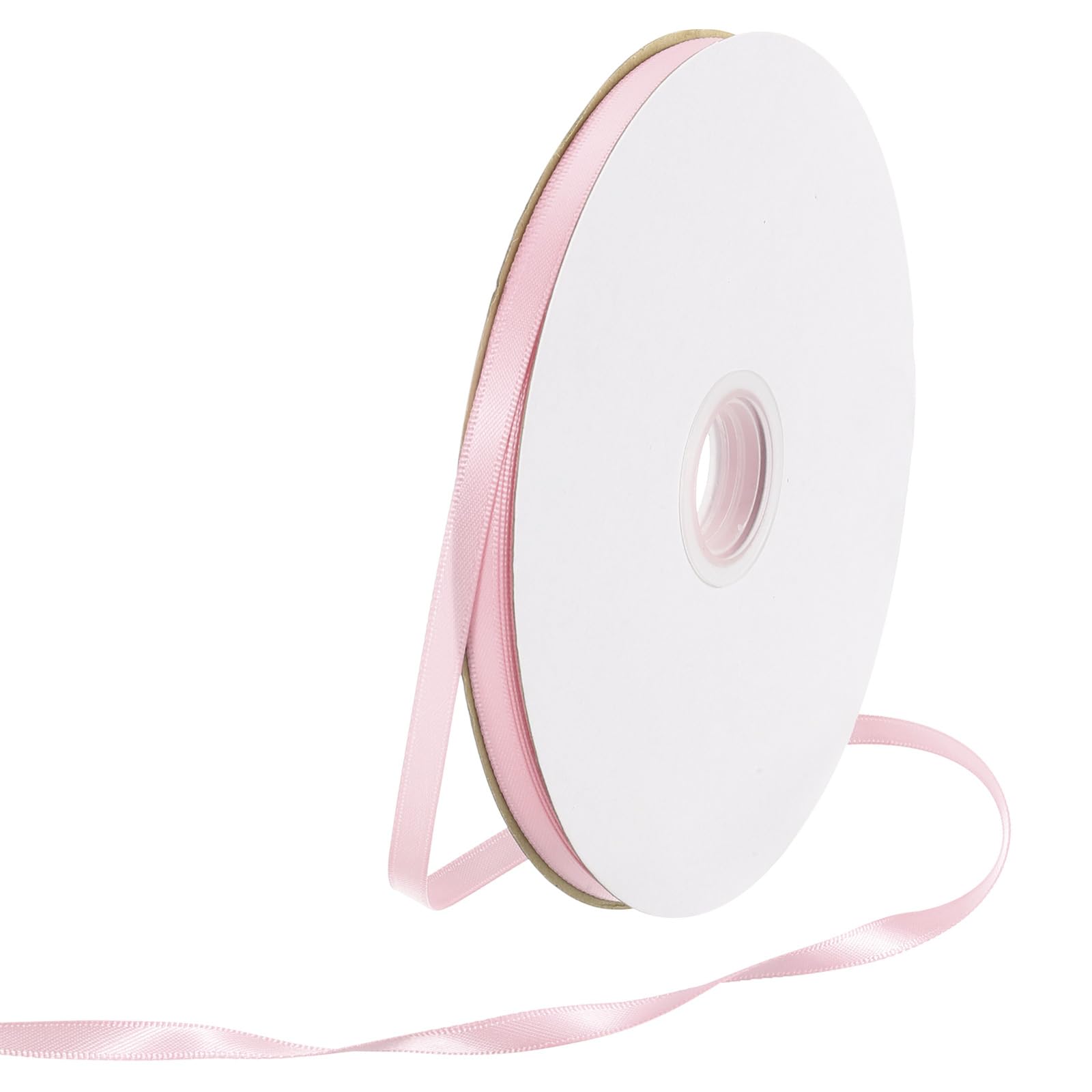 Rebower 6mm Satin Ribbon 64m Thick Double Face Grosgrain Silk Ribbon, [for Gift Wrapping, Hair Bows, Wedding, Cake, Flower] - 70 Yard/210ft/ Pale Pink — image 1