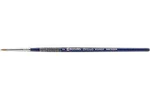 Escoda Optimo Series 1208 Artist Watercolor & Acrylic Short Handle Paint Brush, Pure Kolinsky, Short Round, Size 2