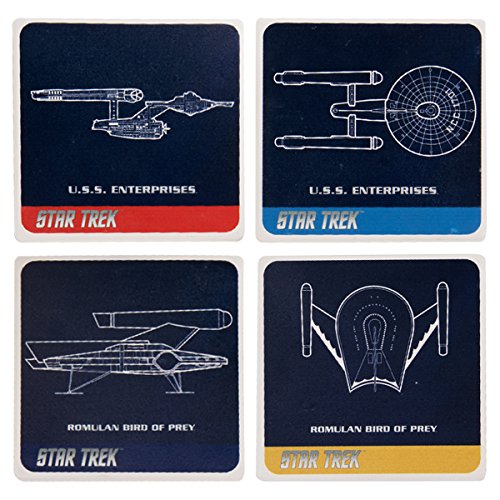 Vandor 80285 Star Trek 4 Piece Ceramic Coaster Set, Multicolored