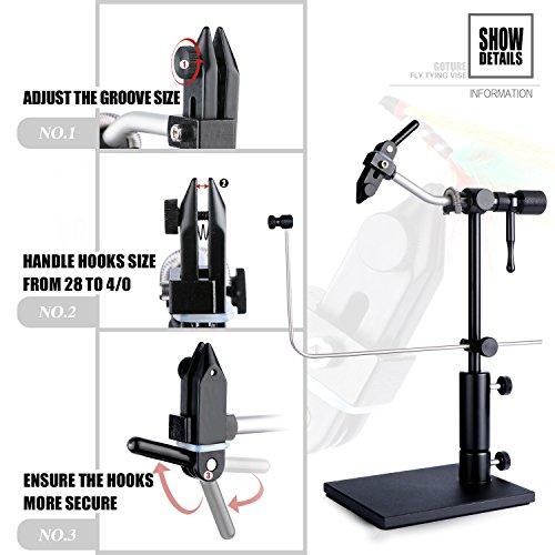 Goture Rotary Fly Tying Vise with Heavy Pedestal Base for Fly Fishing Bait DIY with Case for