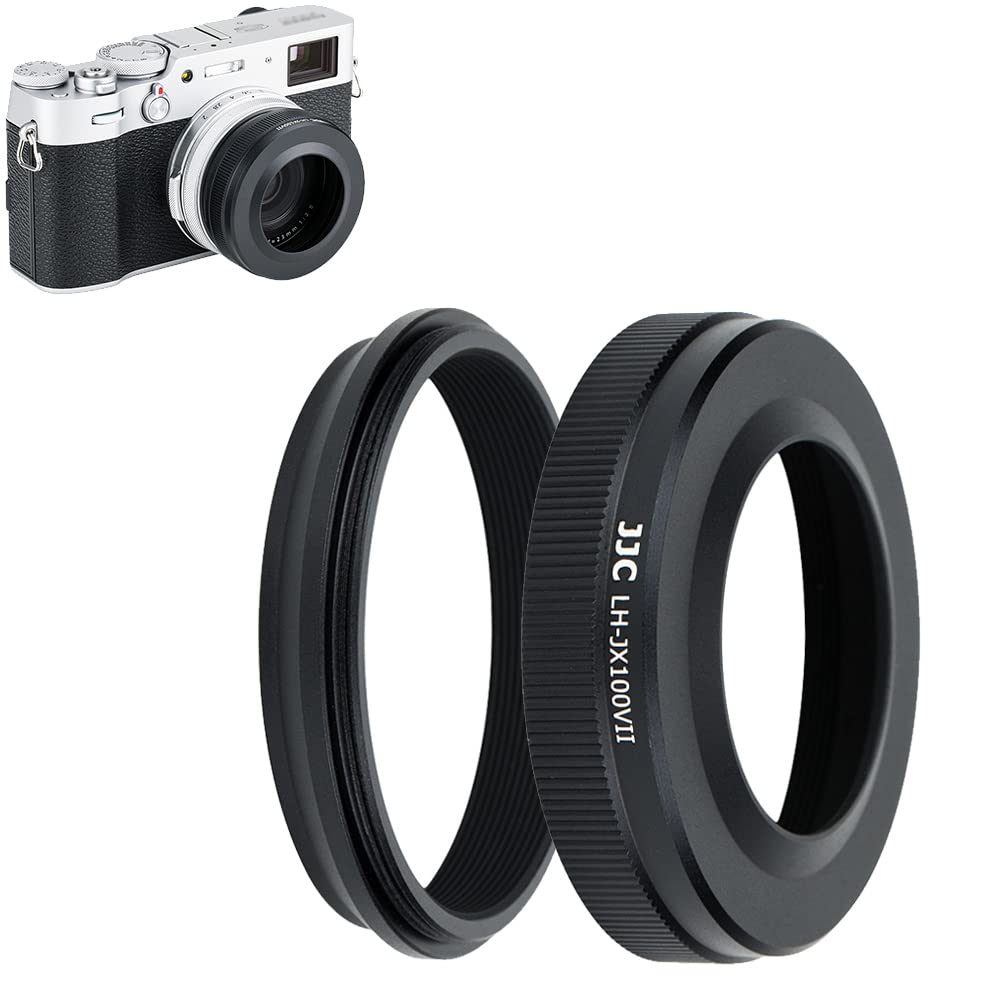 JJC Lens Hood with Adapter Ring for Fujifilm Fuji X100VI X100V X100 X100S X100T X100F Cameras, Replaces Fujifilm LH-X100 lens hood and AR-X100 adapter ring - compatible with 49mm filters & Lens Cap