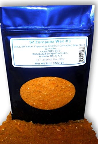 SZ Carnauba Wax #3, 8 oz. To Use in Homemade Sugar Scrub, Soap, Carwax, Leather Care Recipes and Other Craft Projects.