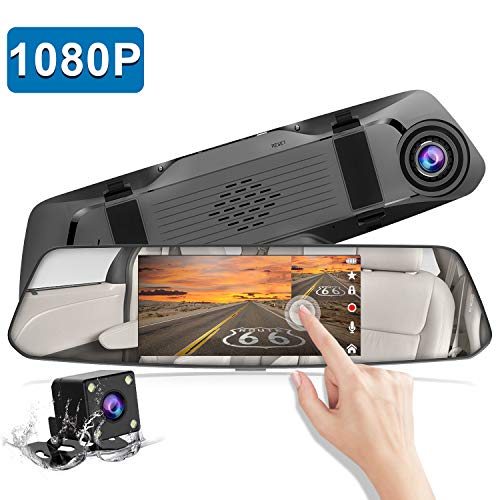 Backup Camera 5" Mirror Dash Cam Touch Screen Full HD 1080P CHORTAU Dual Dash Cam Front and Rear with Waterproof Rear View Camera with Loop Recording and Parking Monitor - Thumbnail 7