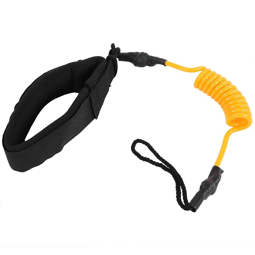 Keenso 112cm Stand Up Paddle Board Coiled Spring Leg Foot Rope, PU Surfing Leash for Surfboard (Yellow/Orange)(Orange) Water Sports