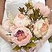 Vintage Artificial Peony Silk Flowers Bouquet, Hmxpls Craft Fake Flowers Floral Decor Glorious Moral for Home Dining-Table Hotel DIY Party Marriage Wedding Christmas Decoration (Light Pink)