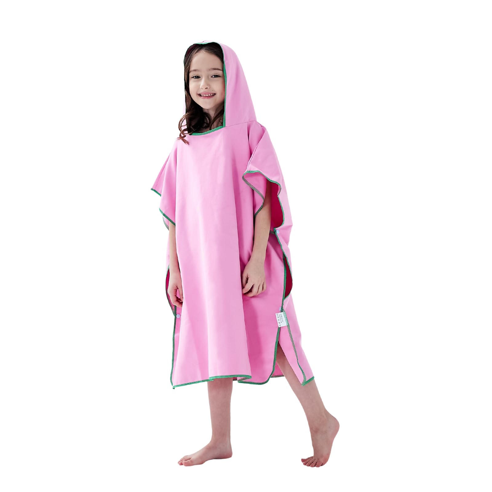 jooeer Surf Poncho Towel for Kids Microfibre Hooded Changing Beach Towel Dress for Boys Girls Pool Swimming Camping Travelling Bathing, Quick Dry, Lightweight, Pink