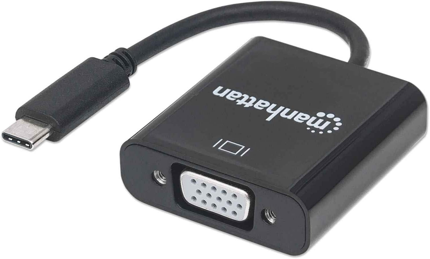 Manhattan USB-C to VGA Converter Cable, 1080p@60Hz, Black, 8cm, Male to Female, Blister, 8 cm (Blister)