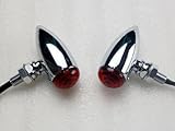 Chrome/Red LED Bullet Stop TURN SIGNAL LIGHT Motorcycle Cruiser Chopper Custom Harley Softail Dyna Sportster Honda Yamaha Suzuki Kawasaki Custom Chopper Metrics