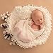 Newborn Photography Props，Hand Crochet Round Blanket with Fringe