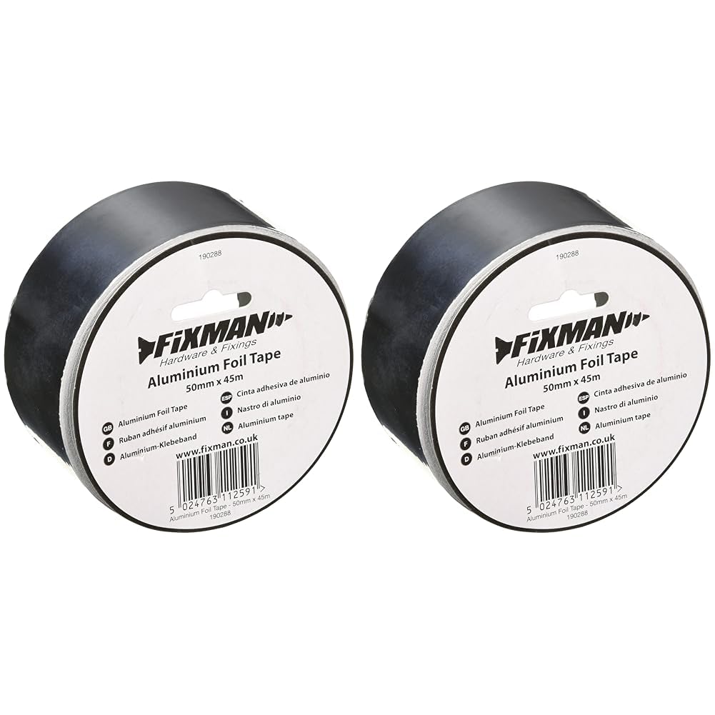 FIXMAN 190288 Aluminium Foil Tape 50 mm x 45m, Black (Pack of 2)