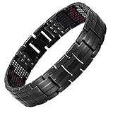 Hottime 591 PCS Bio Elements Energy Stone Titanium Steel Magnetic Golf Bracelets (Black Gun)