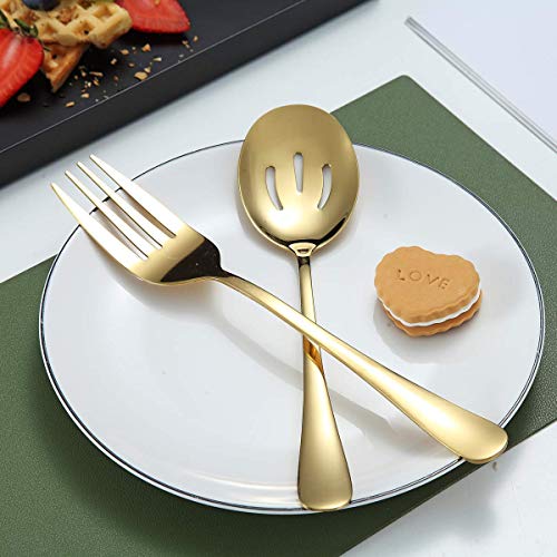 Gold Serving Spoons 10 Pieces, Kyraton Serving Utensils, Serving Set