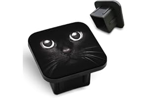 Tnomchey Black Cat Hitch Covers 2 Inch Cool Cat Head Kitty Eyes Kitten Face Cute Pet Rubber Receiver Tube Hitch Plug Tow Tube Base Protection Accessory Fits Most Car Models
