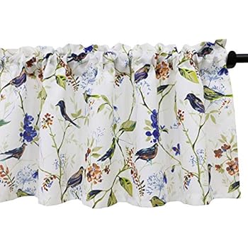 VOGOL Birds Printed Valances for Windows, Pocket Window Curtains Valance for Kitchen Living Room, W52xL18, One Panel