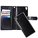 Xperia XA Ultra Case, Linkertech Magnetic Detachable 2 in 1 Leather Wallet Flip Pouch Case Cover with 12 Card Slots and Wrist Strap for Sony Xperia XA Ultra/Xperia C6 (Black)