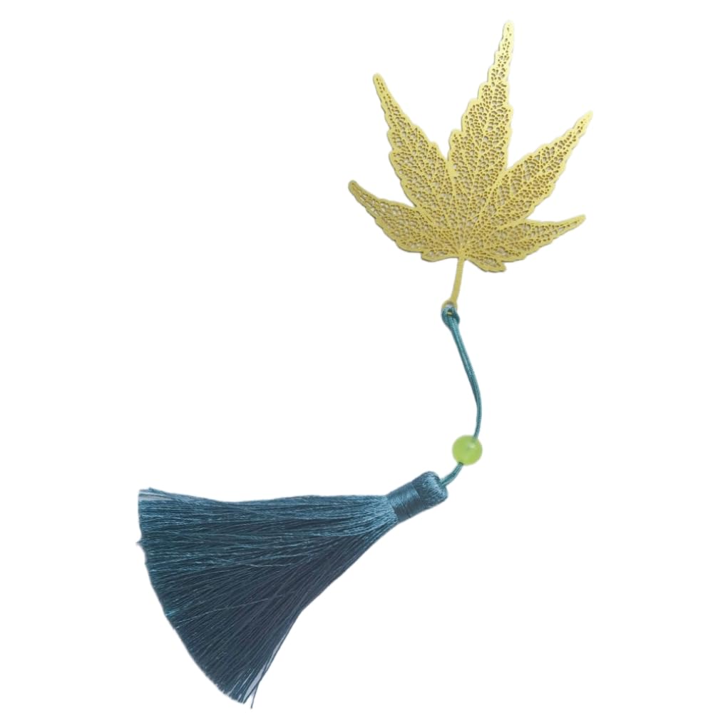 Metal Bookmark, Personalised Bookmark, Tassel Exquisite Bookmark for Christmas Gift, Farewell Gift for Friends, Colleagues, Students and Teachers (Leaf)
