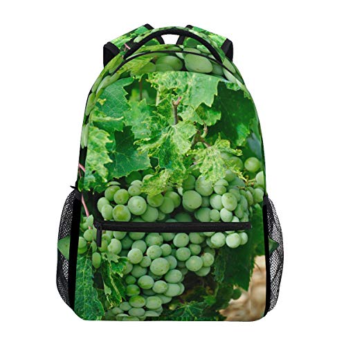 Backpack Travel Green Grapes Pattern School Bookbags Shoulder Laptop Daypack College Bag for Womens Mens Boys Girls