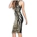 VIVOSKY Women's Plus-Size Dress Diamond Pattern Gauze Sequined Slim Bodycon Cocktail Dress