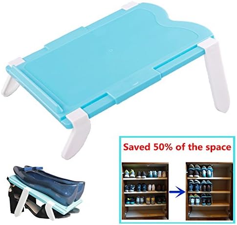 Darius L-TMS Adjustable Movable Shoe Slots, Storage Rack Holder Closet Organizer Space Saver,1Pcs(Blue)