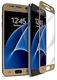 Fenix - Samsung Galaxy S7 [0.26mm Thickness] 9-H Premium Tempered Glass Screen Protector / High Definition Invisible, Clear Transparency, and Anti-Bubble Shield with Gold Faceplate