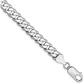 FB Jewels Solid 14K White Gold 6.1mm Flat Curb Chain Bracelet/Anklet