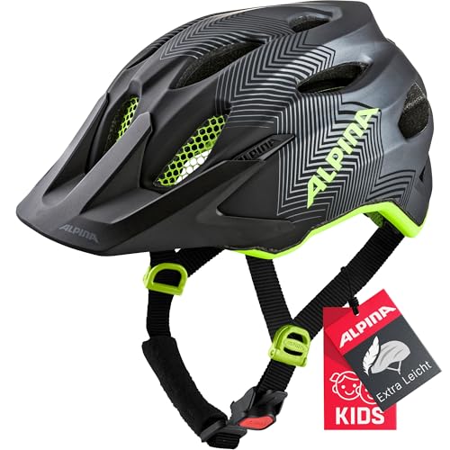 ALPINA Carapax JR. Flash MTB-Fahrradhelm, Black-neon-Yellow matt, 51-56 cm