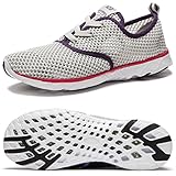 NDB Women's Mesh Lace-Up Quick Drying Aqua Water Shoe (13 B(M) US, Grey)