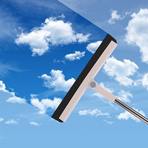 Removable Floor Squeegee Broom,Floor Squeegee Floor Wiper with 37 Inch Handle Stainless Steel Household Broom Cleaning Squeegee,Perfect for Wet Bathroom ,Pet Hair,Carpet,Tile,Pool Deck Sweeping Mop