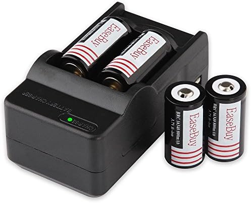 EaseBuy 4pcs 16340 Lithium Batteries CR123A Rechargeable Batteries Camera Batteries with 16340 Battery Charger