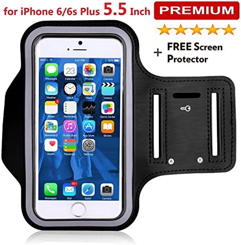 iPhone 7/8 Plus Armband - Slbstores Sport Running Exercise Gym Sportband Case for Apple iPhone 8 Plus/iPhone 7 Plus/ iPhone 6 Plus/6s Plus, with screeen protector (Black)