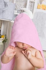 Adore Home Hooded Baby Towel Set 2x 100% Cotton Pink & White 65x65cm view 4