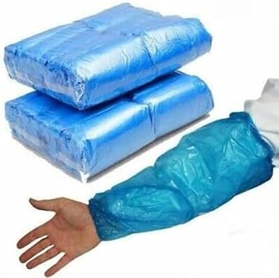 HOT BARGAINS 100 x Disposable Arm Sleeves Covers Blue Plastic Over sleeves