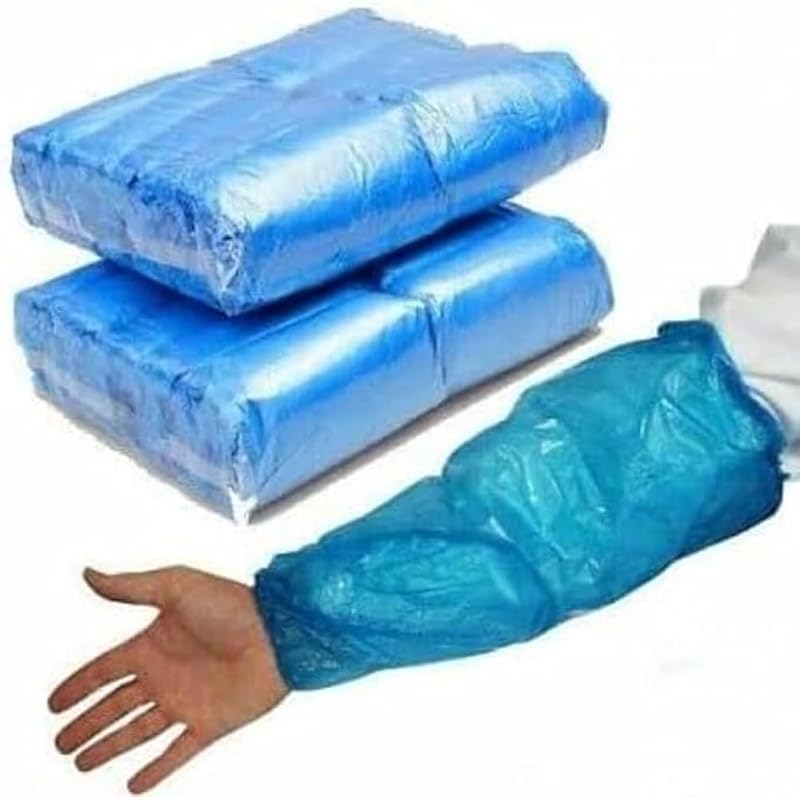 HOT BARGAINS 100 x Disposable Arm Sleeves Covers Blue Plastic Over sleeves
