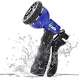 Gada Garden Hose Nozzle, Heavy Duty 8 Watering Patterns, ABS Hand Sprayer - High Pressure ，Best for Lawns, Plants & Shrubs, Washing Cars, Dogs + Pets (Blue)
