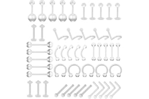 Clear Nose Rings Studs Clear Piercing Retainer Set Septum Lip Cartilage Tongue Rook Daith Ear transparent Piercing Retainers 