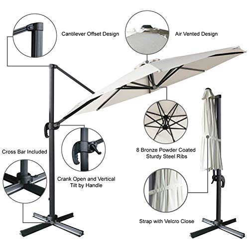 ABCCANOPY Offset Cantilever Umbrella 10 FT Outdoor Patio Hanging (Beige