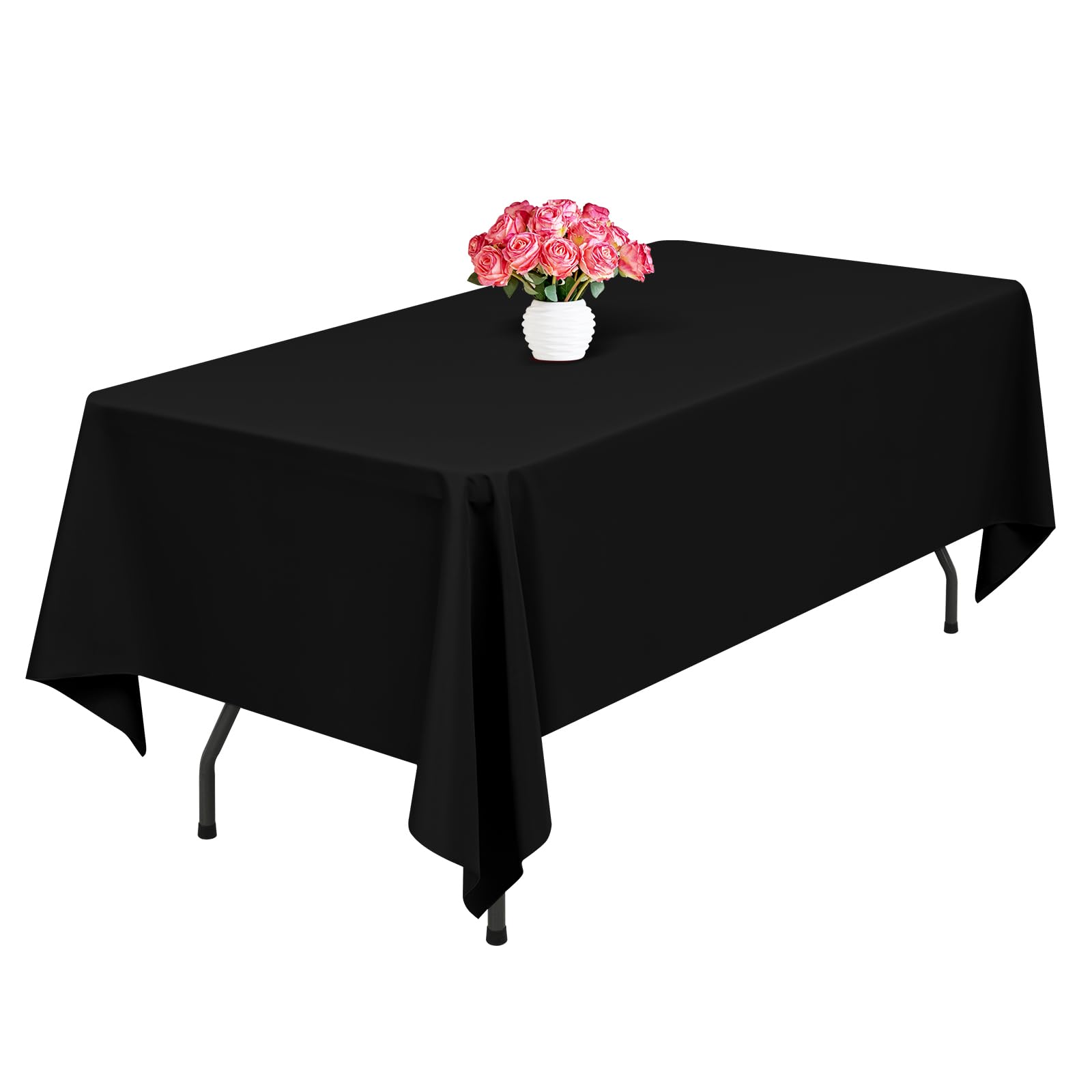 Lumaycens 1 Pack Black Polyester Tablecloths,60 x 102 Inch for 6ft Rectangle Table Cloth Washable and Reusable Stain and Wrinkle Resistant for Wedding Party Banquet Camping Restaurant Decoration — image 1