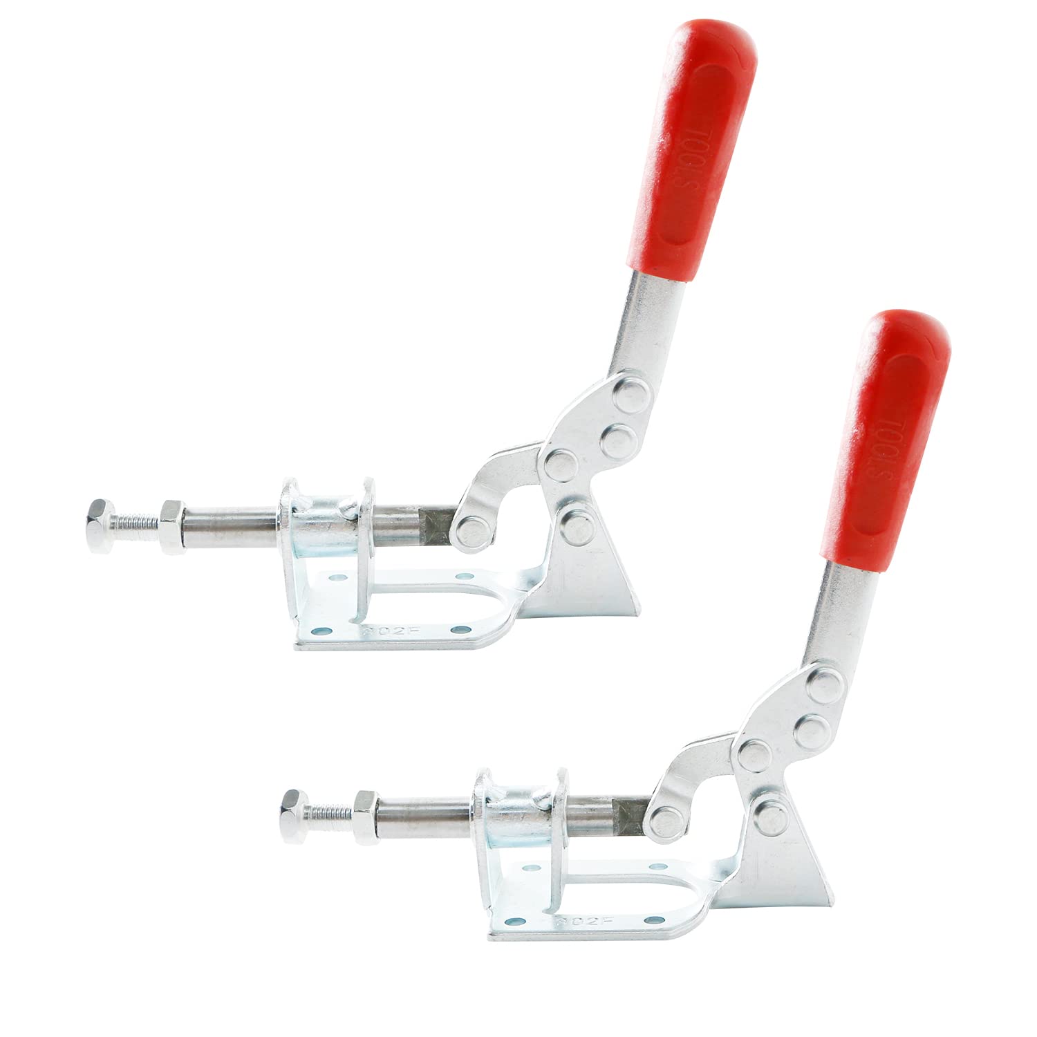 2Set Plunger Stroke Clamp w Flange Base Plate 300lbs Holding Capacity for Suitable for Toolbox, Door, Box, Trunk, Tractor Cover, Smoke Cover, Woodworking Fixture and Quick Release Pull Lock.