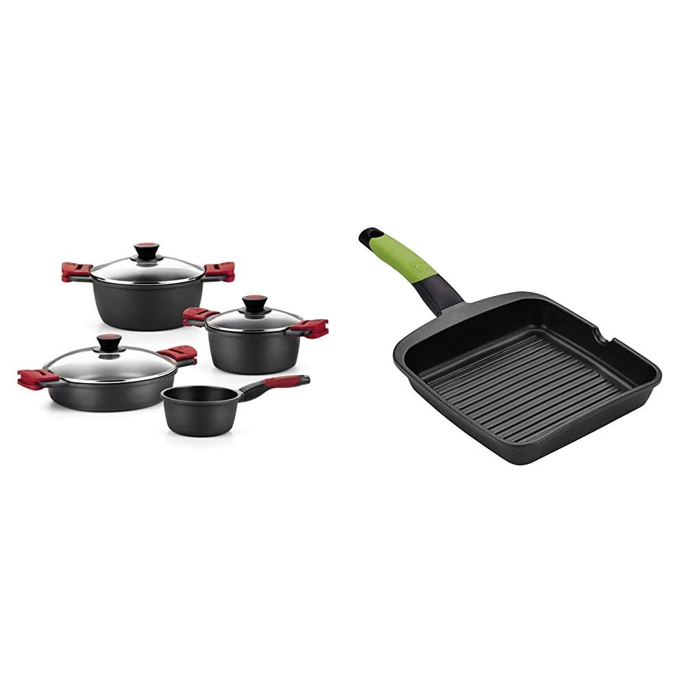 BRA-Premiere-Bateria-4-Piezas-de-Aluminio-Fundido-con-Antiadherente-Prior-Grill-asador-con-Rayas-Aluminio-Fundido