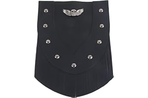 QIILU Motorcycle Front Flap, PU Motorcycle Front Mud Flap with Tassel for 's/'s (Black)